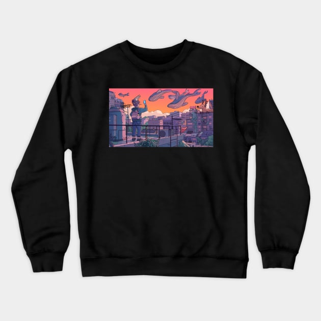Fantasy Roof Crewneck Sweatshirt by Ginkgo Whale